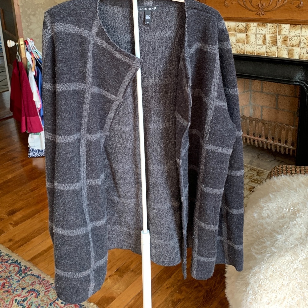 Eileen fisher merino wool sweater jacket. Worn about 4x. 240‎ retail